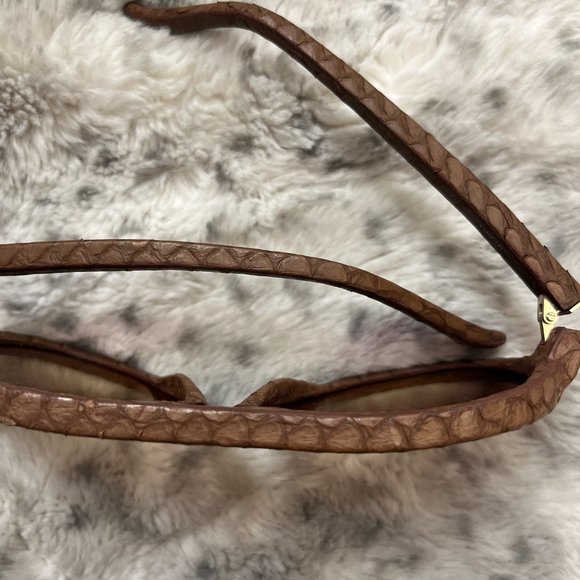 Linda Farrow -  Aviator Sunglasses – Brown Snakeskin Frame MSRP$1150 Super Rare - Picture 5 of 5